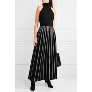 NWT $6k Alaïa Jupe Plisse Twist Pleated Maxi Skirt Black Size US 6